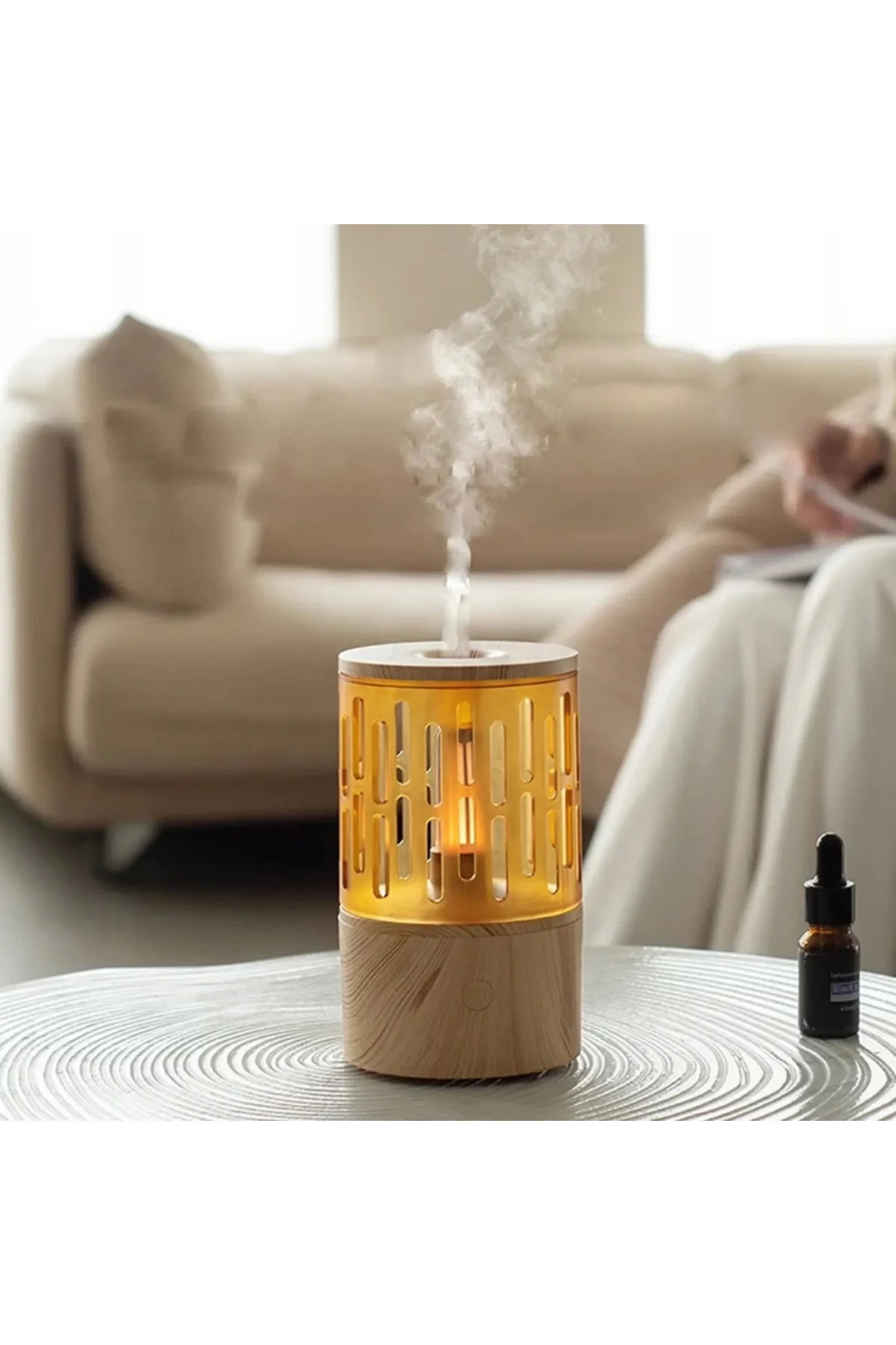 Mum Işığı Görünümlü Taşınabilir 125ml Kapasiteli Işıklı Aroma Yayıcı Hava Nemlendirici