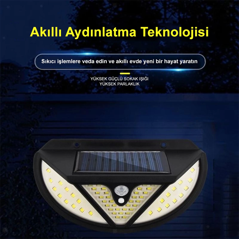 Mx-118 118 Smd Ledli Hareket Sensörlü Üç Modlu Solar Duvar Lambası