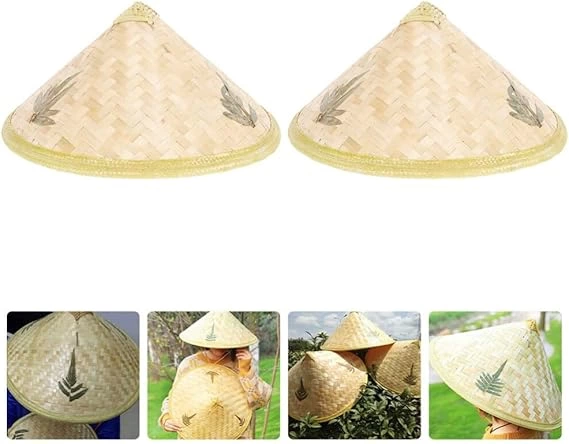 Naturel Renk Cambodia Kamboçyalı Vietnam Şapkası Pvc Hasır