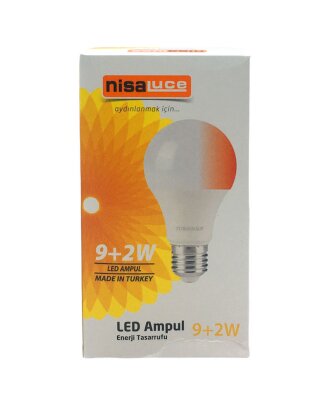 NİSALUCE EAMP-074/BK 9+2W E27 BEYAZ-KIRMIZI LED AMPUL (4620)