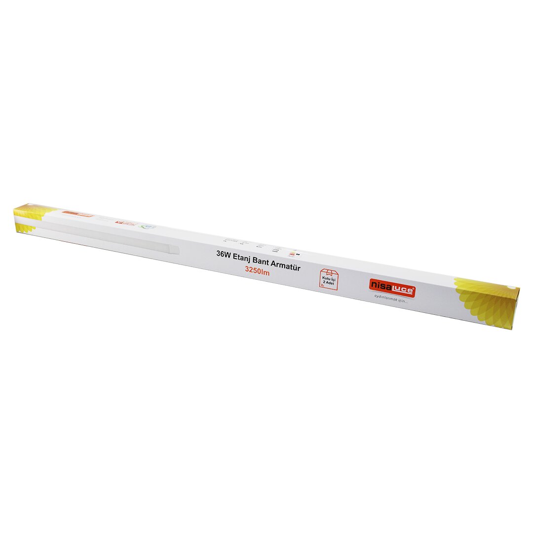 NİSALUCE EAMP-082/1 2PCS 36W - 120CM LED ETANJ BANT ARMATÜR LAMBA AMPUL BEYAZ - 6500K 3250LÜMEN MON