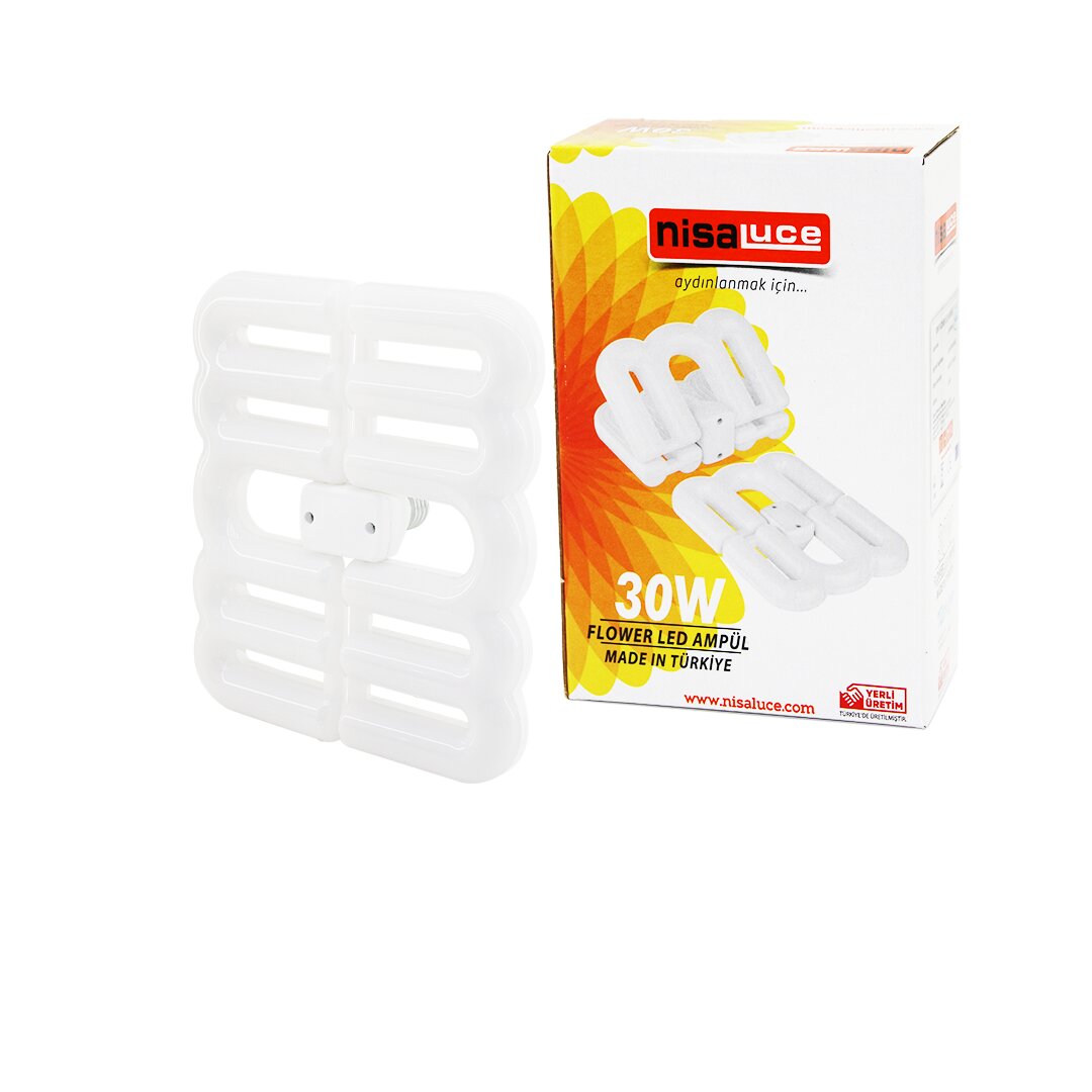 Ni̇saluce Eamp-096/b 30w - E27flower Katlanir- 4b şeki̇l16x21cmbeyaz Led Lamba Ampul 2700lümen- 6500k