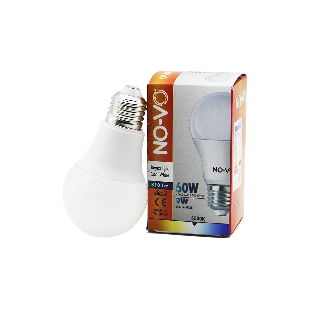 No-vo 9w=60w E27 Beyaz Led Ampul 6500k - 810lm