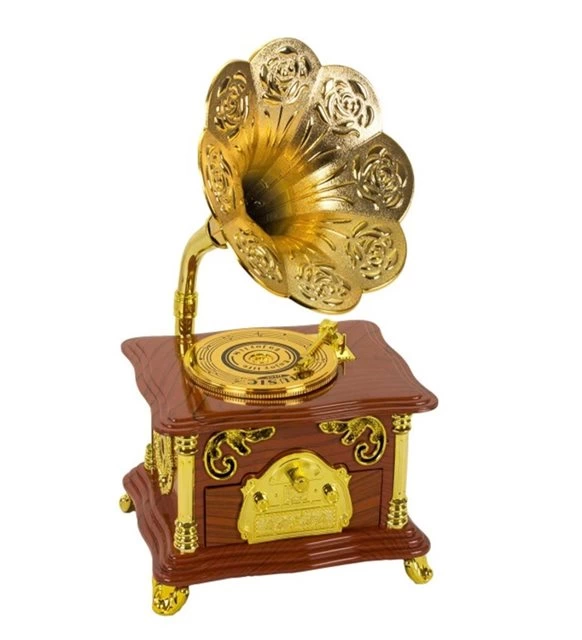 Nostaljik Tasarımlı Kurmalı Ve Çekmeceli Gramofon Müzik Kutusu (kahverengi)