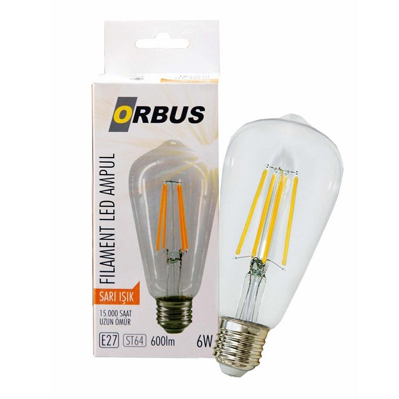 ORBUS ORB-STC6W FILAMENT BULB ST64 6 WATT E27 600 LMN SARI LED AMPÜL (4620)