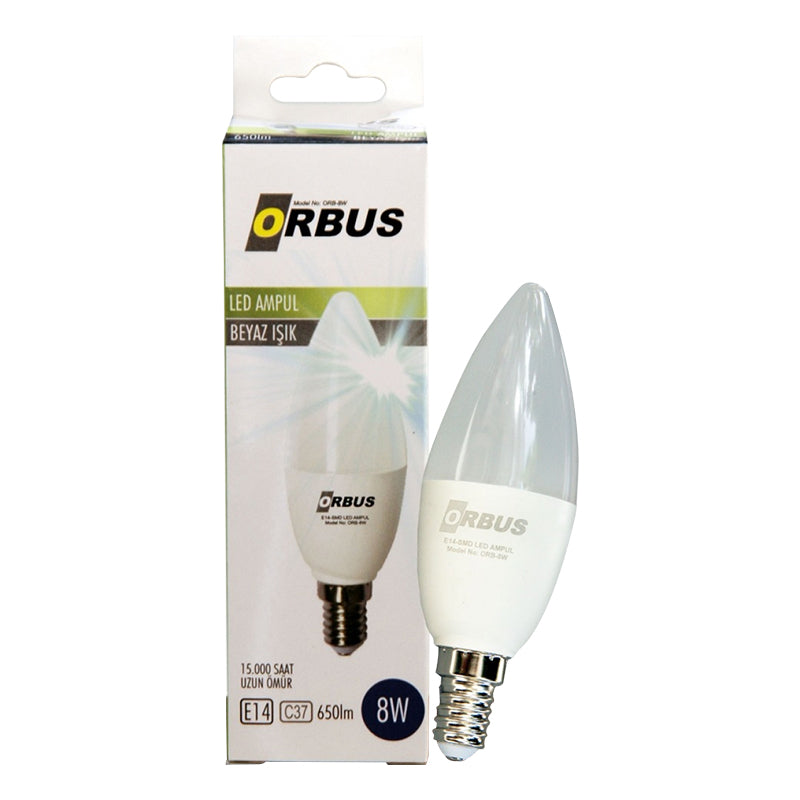 ORBUS ORB-8W C37 8 WATT E14 650 LMN BEYAZ TASARRUFLU AMPÜL (4620)