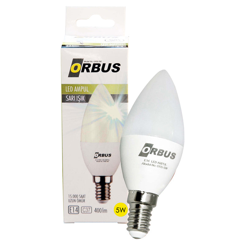 ORBUS ORB-5WS C37 5 WATT E14 400 LMN SARI TASARRUFLU AMPÜL (4620)