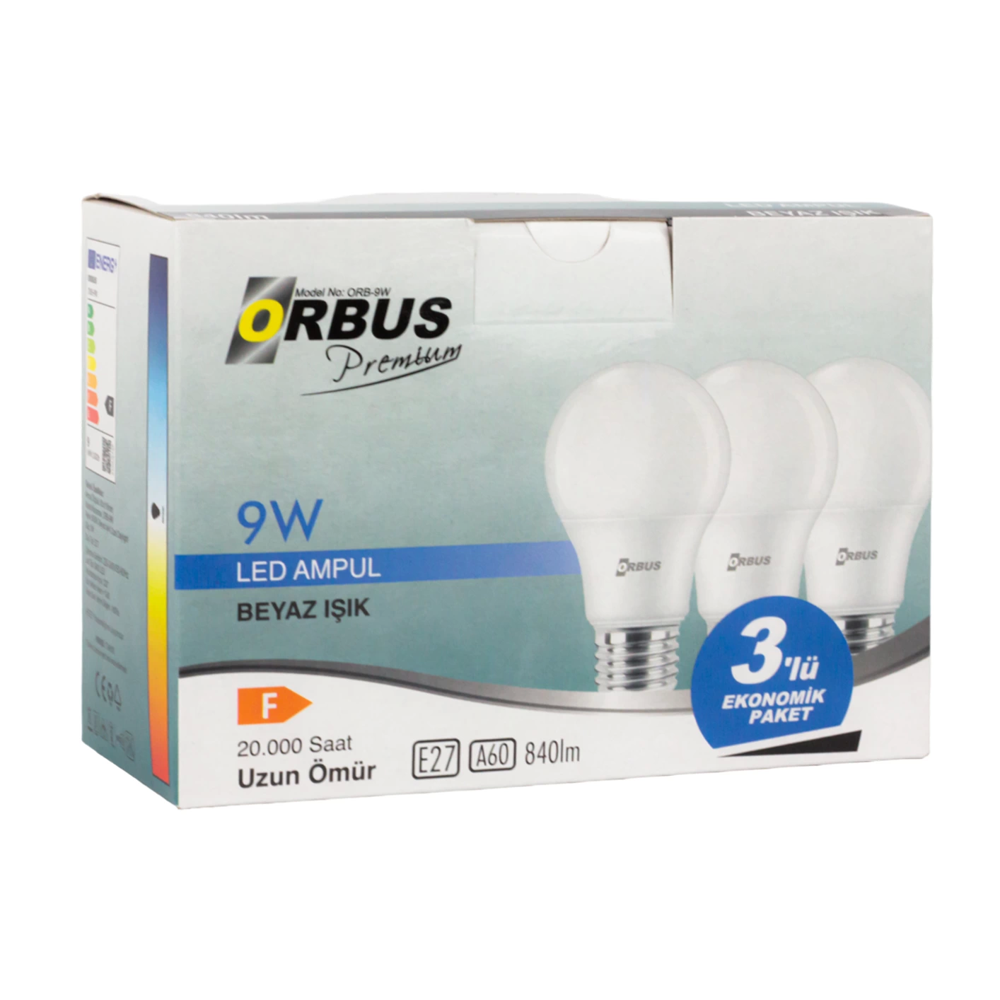 Orb/l9w 3lü Paket 9 Watt Beyaz Led Ampul