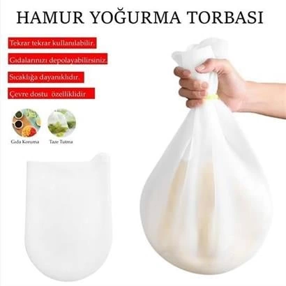 Orta Hamur Torbası Silikon Şeffaf Hamur Yoğurma Torbası Ekmek Makarna Mantı  Hamuru Kolay Yo