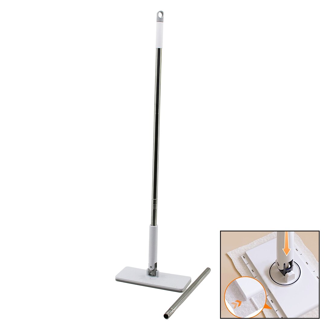 Otomati̇k Bez Deği̇şti̇ren Mop Sap çek=bez Birak - Sap İt=bez Tut 360° Başlik=9.5x25cm- Sap:115cm