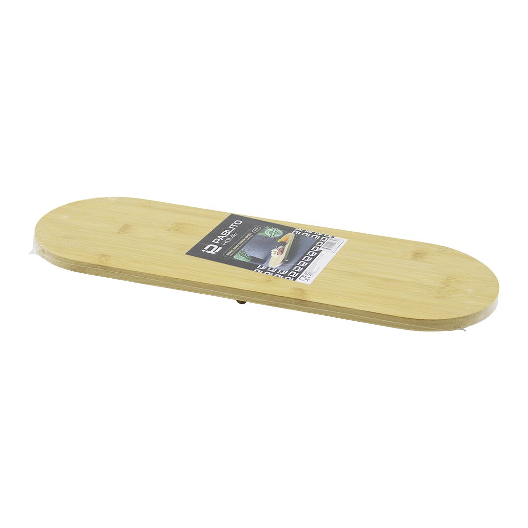 Oval Ahşap Bambu 3 Mi̇ni̇=1cm Ayakli  Sunum Tepsi̇si̇ 15x44x1.5cm