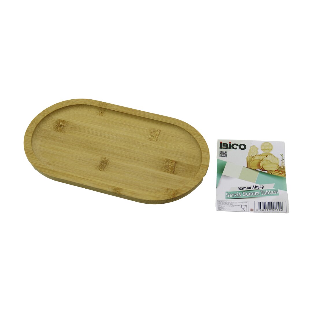 Oval Ahşap Bambu Servi̇s Sunum Tepsi̇ - Tahtasi Mi̇ni̇ Tepsi̇ 25 X 14 X 1.4cm