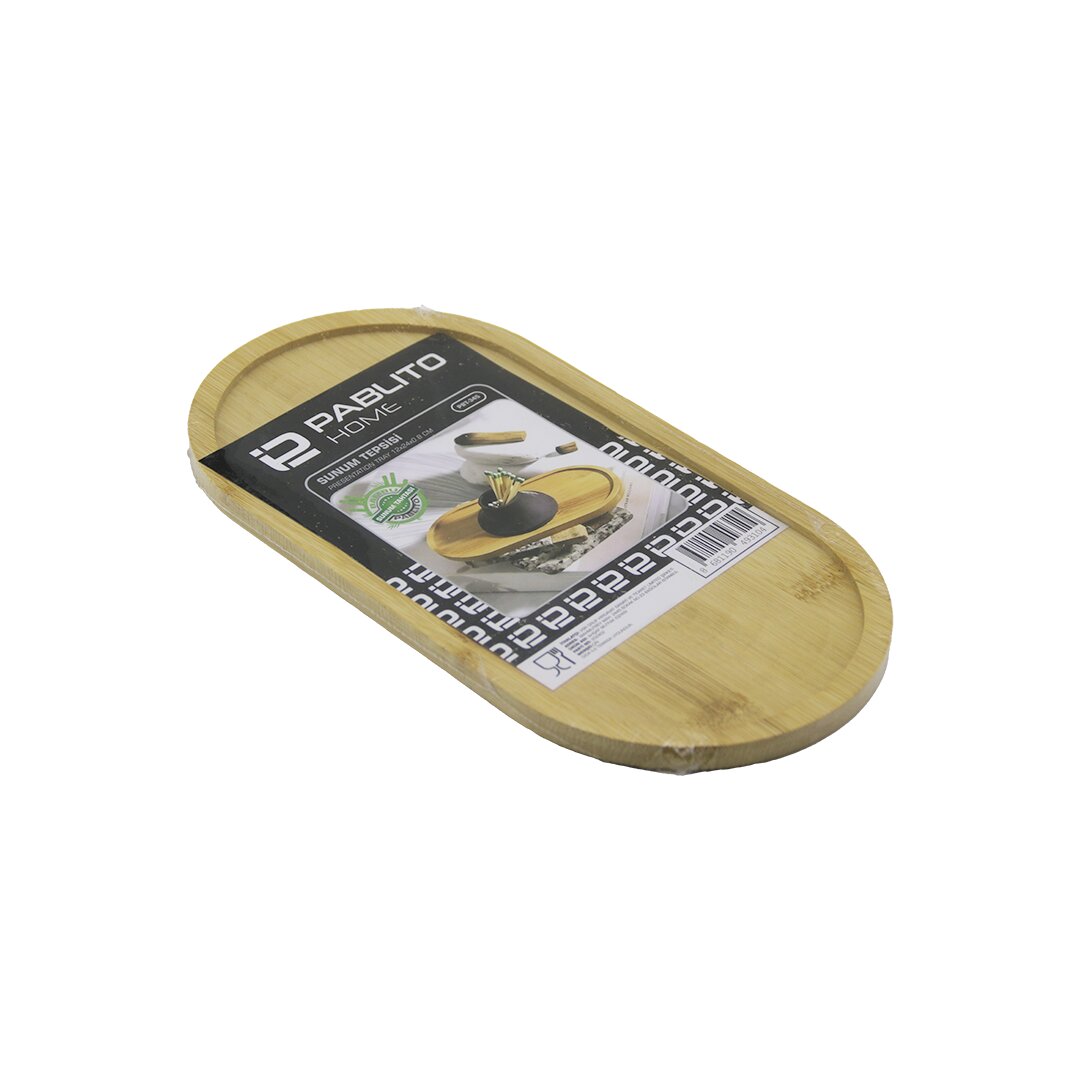 Oval  Ahşap Bambu Yağdanik Altlik - Sunum Tepsi̇  12x24x0.8cm