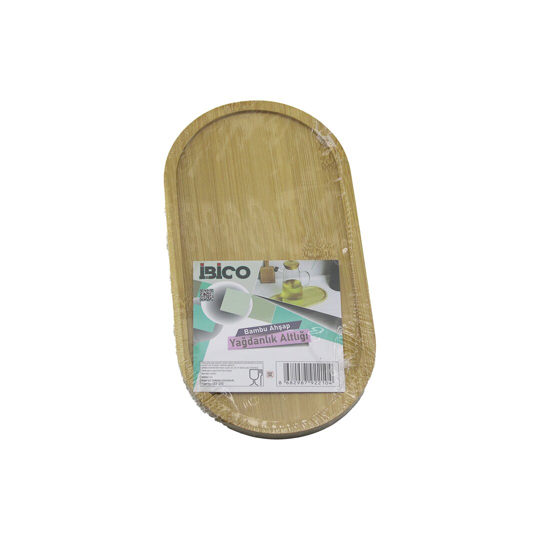 Oval Ahşap Bambu Yağdanlik Altlik Mi̇ni̇ Tepsi̇ 12 X 23.3 X 0.8cm