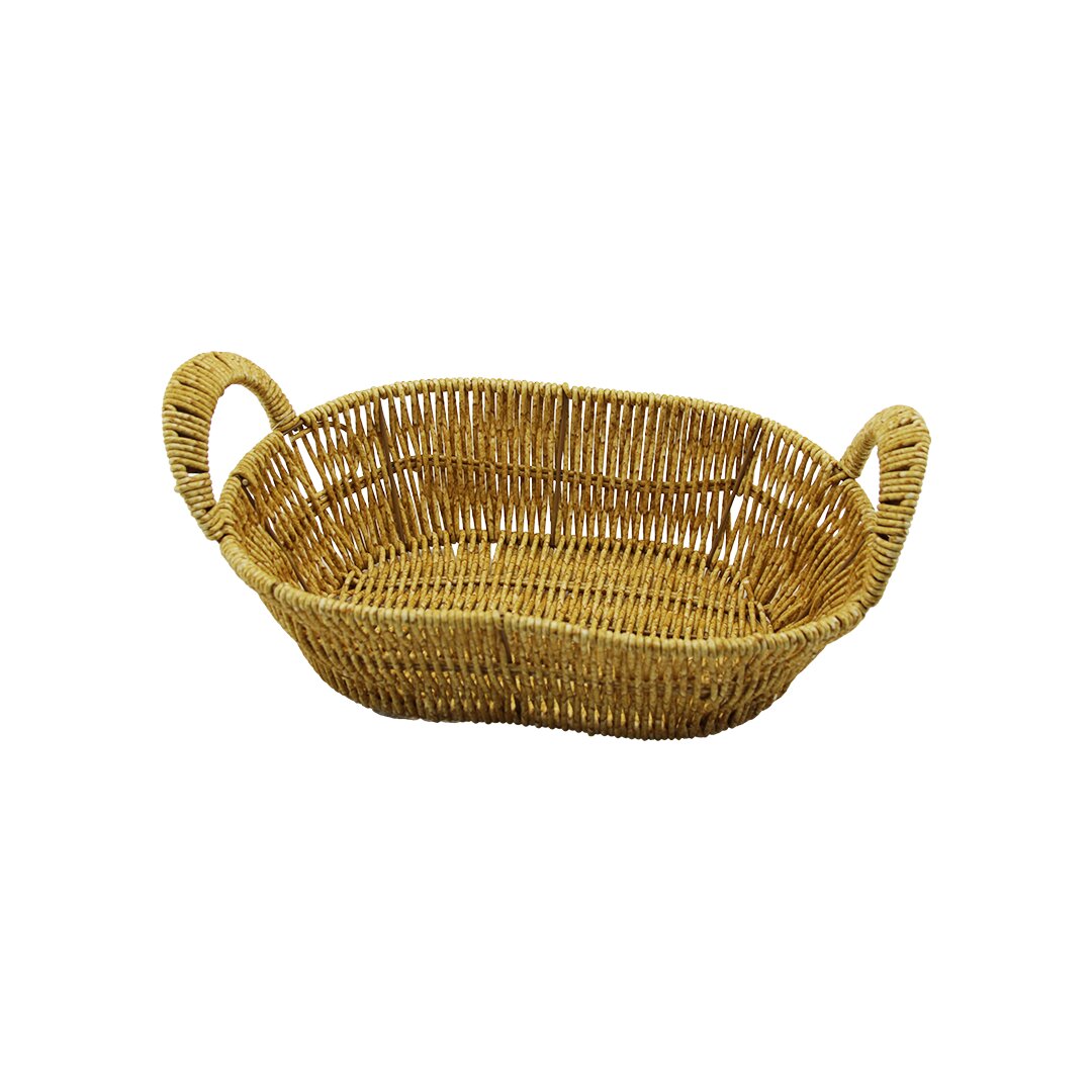 Oval Plasti̇k Hasir Ekmek - çok Amaçli Sepet Kulplu - Metal İskelet Taban:14x21- Ağiz:19x27cm D:7.5cm