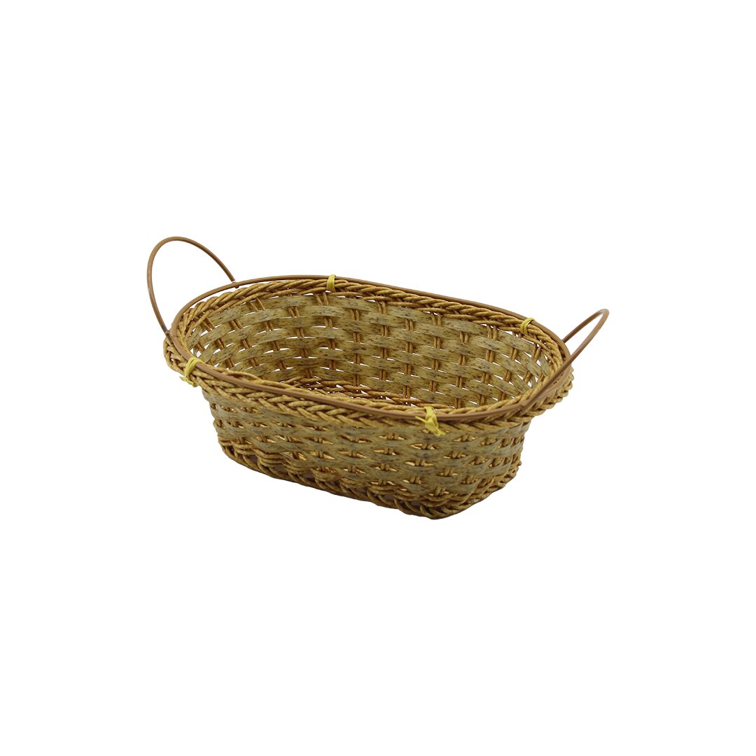 Oval Plasti̇k Hasir Ekmek - çok Amaçli Sepet Kulplu - Metal İskelet Taban:11x18- Ağiz:18x24.5cm D:8cm