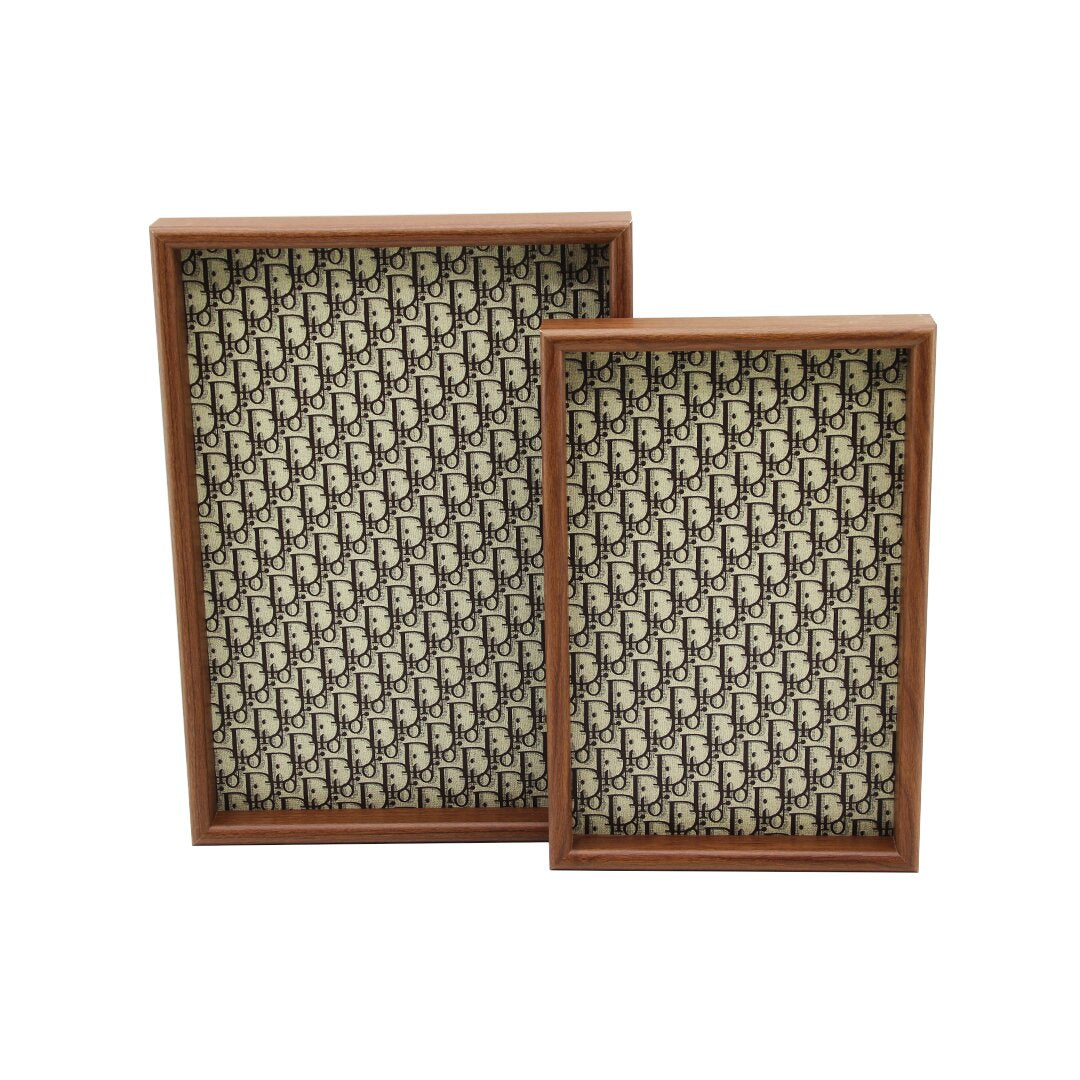 Pablito Home Pbt-360 Desenli̇ - Kahverengi̇ 2li̇ Set Di̇kdörtgen Ahşap Bambu Sunum Tepsi̇ 20x30cm- 25x35cm- Deri̇nli̇k: 2cm