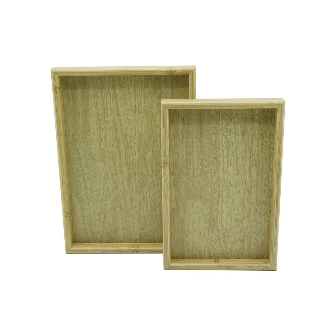 Pablito Home Pbt-362 Açik Kahverengi̇2li̇ Set Di̇kdörtgen Ahşap Bambu Sunum Tepsi̇ 20x30cm-  25x35cm- Deri̇nli̇k: 2cm