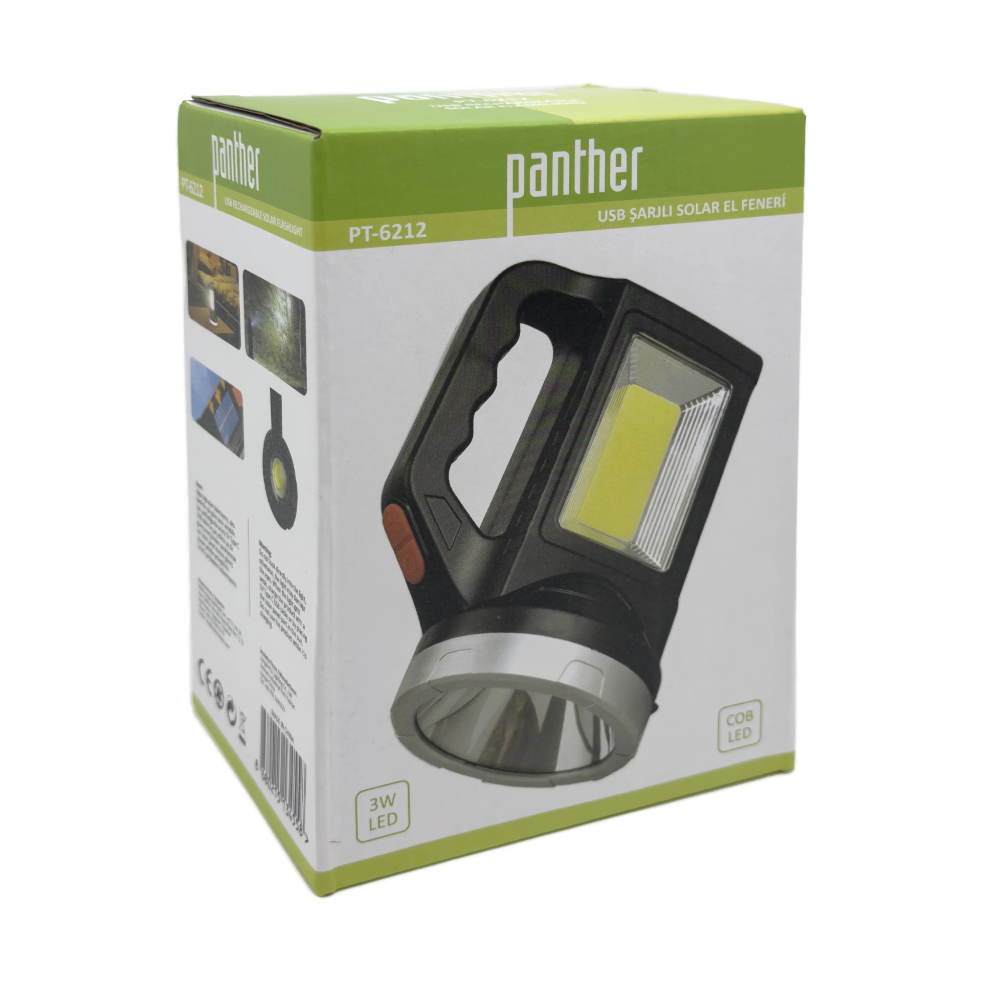 Panther Pt-6212 Usb Şarjlı Solar El Feneri