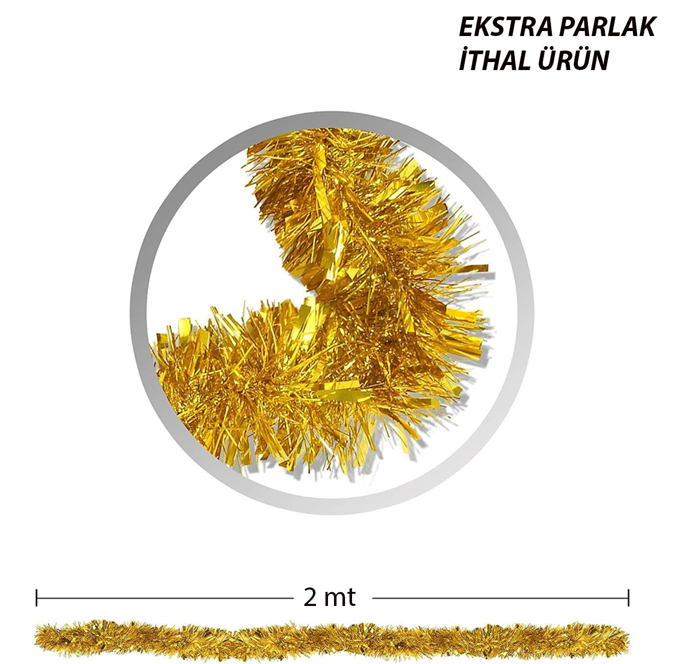 Parti İçin Sim Süs 2 Metre Uzunluk 8 cm Genişlik Altın Renk İthal (4620)