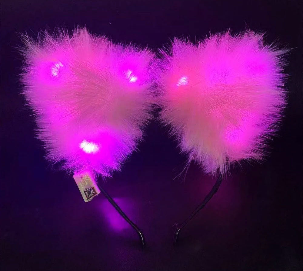 Pembe Peluşlu Pofuduk Led Işıklı Lüks Parti Tacı 20x18 cm (4620)