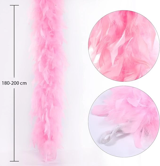 Pembe Renk Kabarık Kalın Otriş Boa Tüy 6 Cm Genişlik 180-200 Cm Uzunluk
