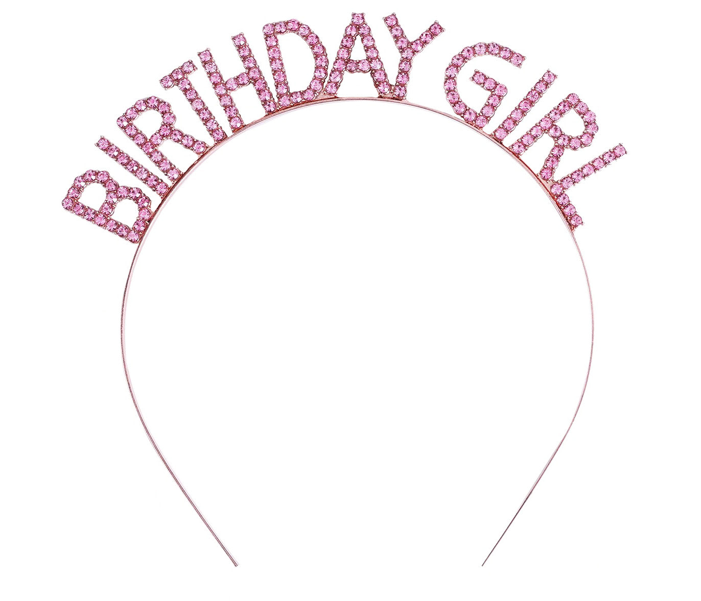 Pembe Renk Kristal Taşlı Parlak Birthday Girl Yazılı Taç 16x17 cm (4620)