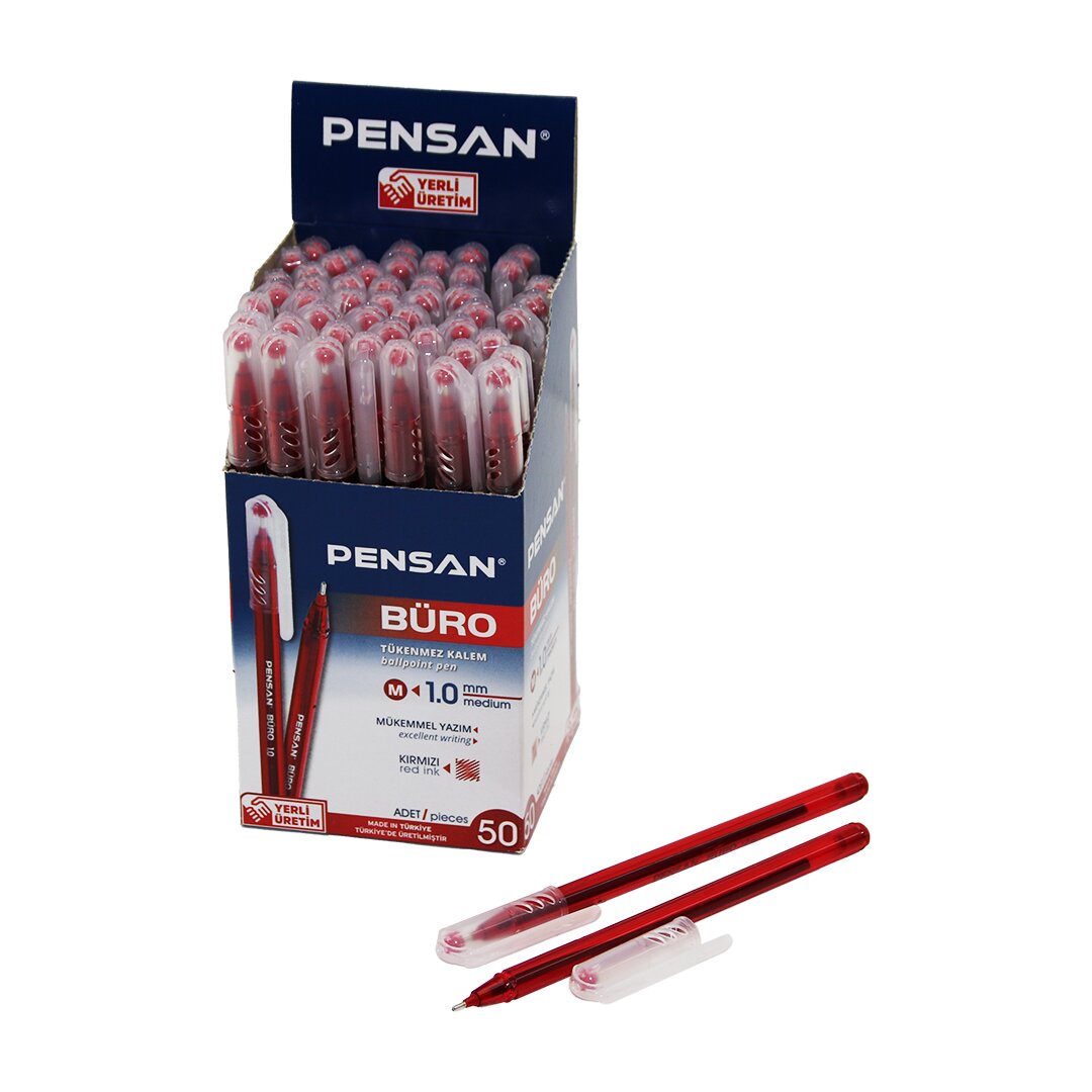 Pensan Büro Kirmizi Tükenmez Kalem M-medi̇um - 1.0mm Uç