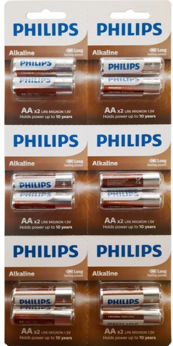 Цветовая таблица батареек Philips Aa Alkaline Pen 12 шт. 