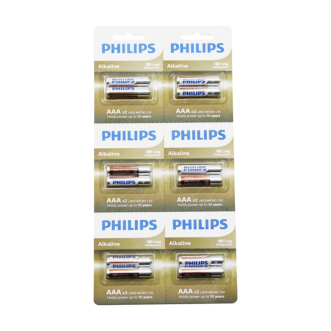Philips  Alkali̇ne İnce - Aaa - 1.5v  Pi̇l  12pcs= 2li̇ X 6