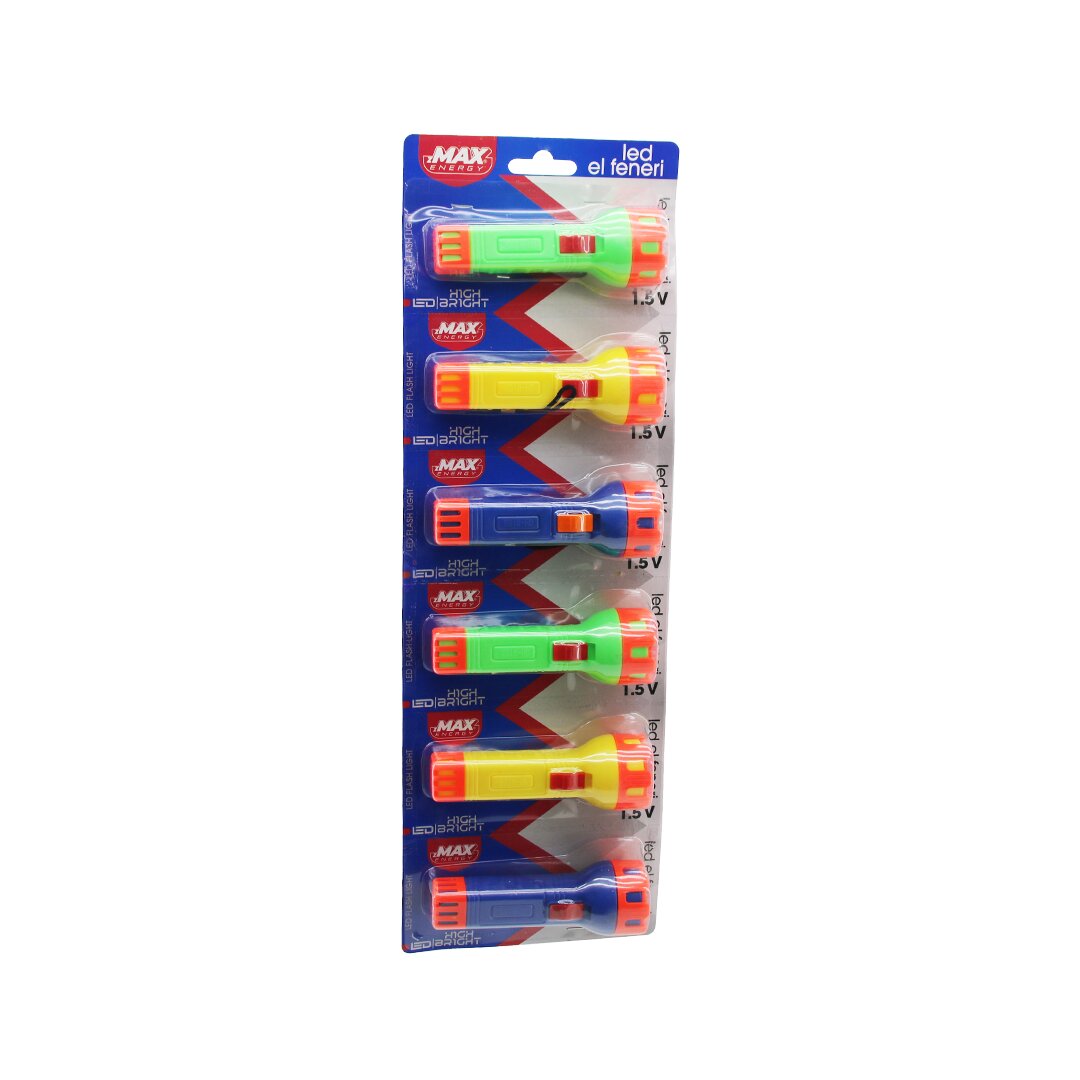 Pi̇lli̇  El Feneri̇  Renkli̇ Plasti̇k  1.5v   Askili Kartela Stand  Gh-9158