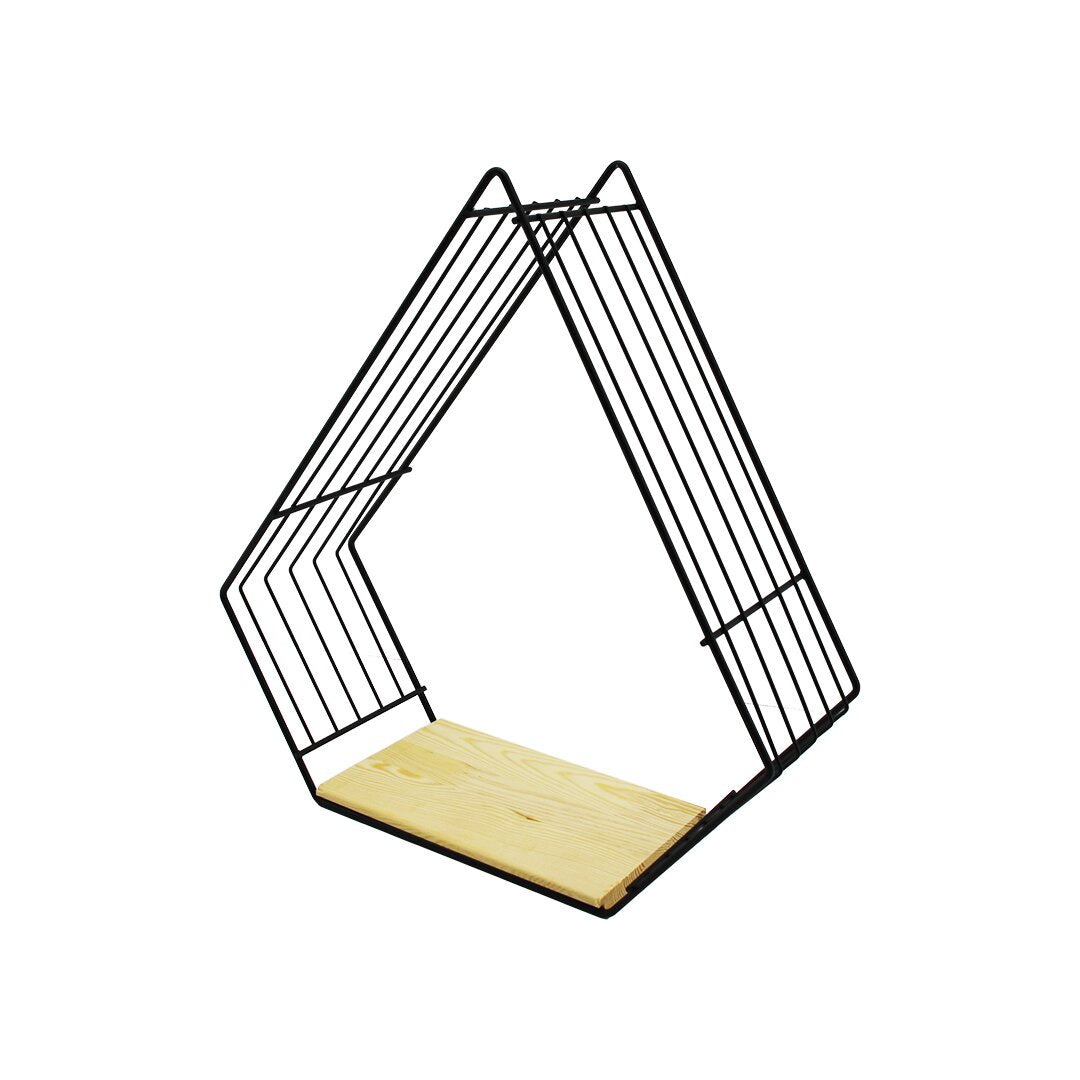 Pi̇rami̇t Ahşap Tabanli Tek Katli Metal Dekorati̇f Duvar Raf