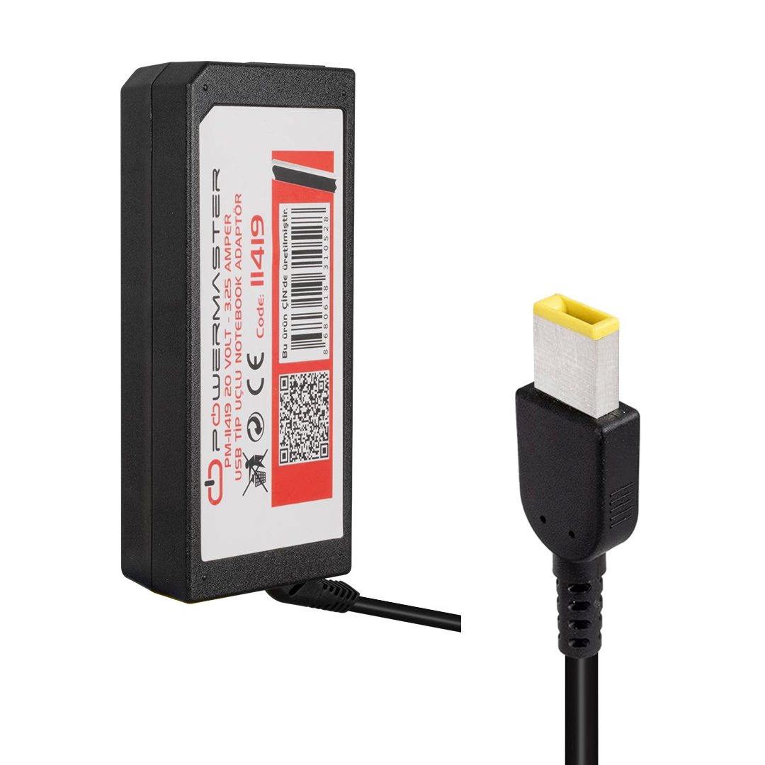 Pm-11419 20 Volt - 3.25 Amper Usb Tip Uçlu Lenovo Ibm Notebook Adaptör  + Power Kablosunu Unutma