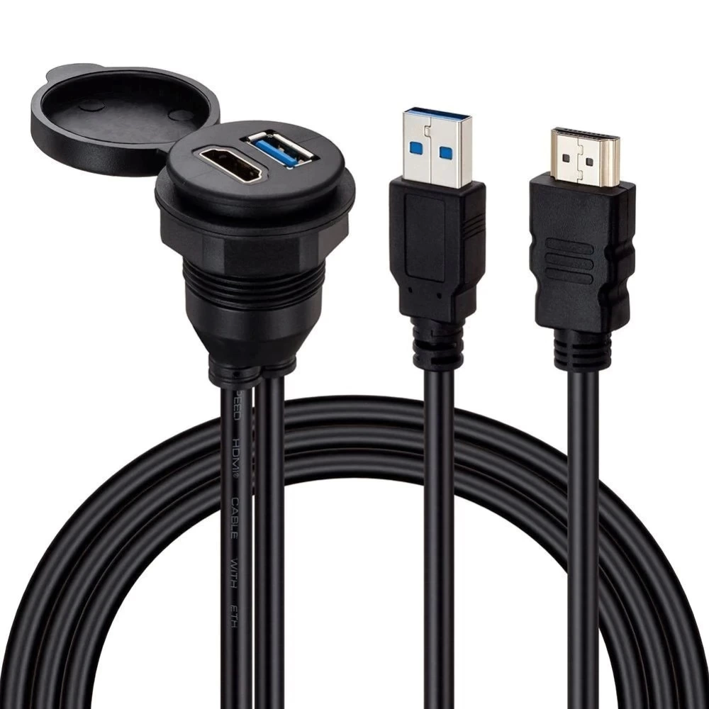 Pm-12428 Araç Kontrol Paneli Usb 3.0 + Hdmı Uzatma Kablosu Gömme Montaj