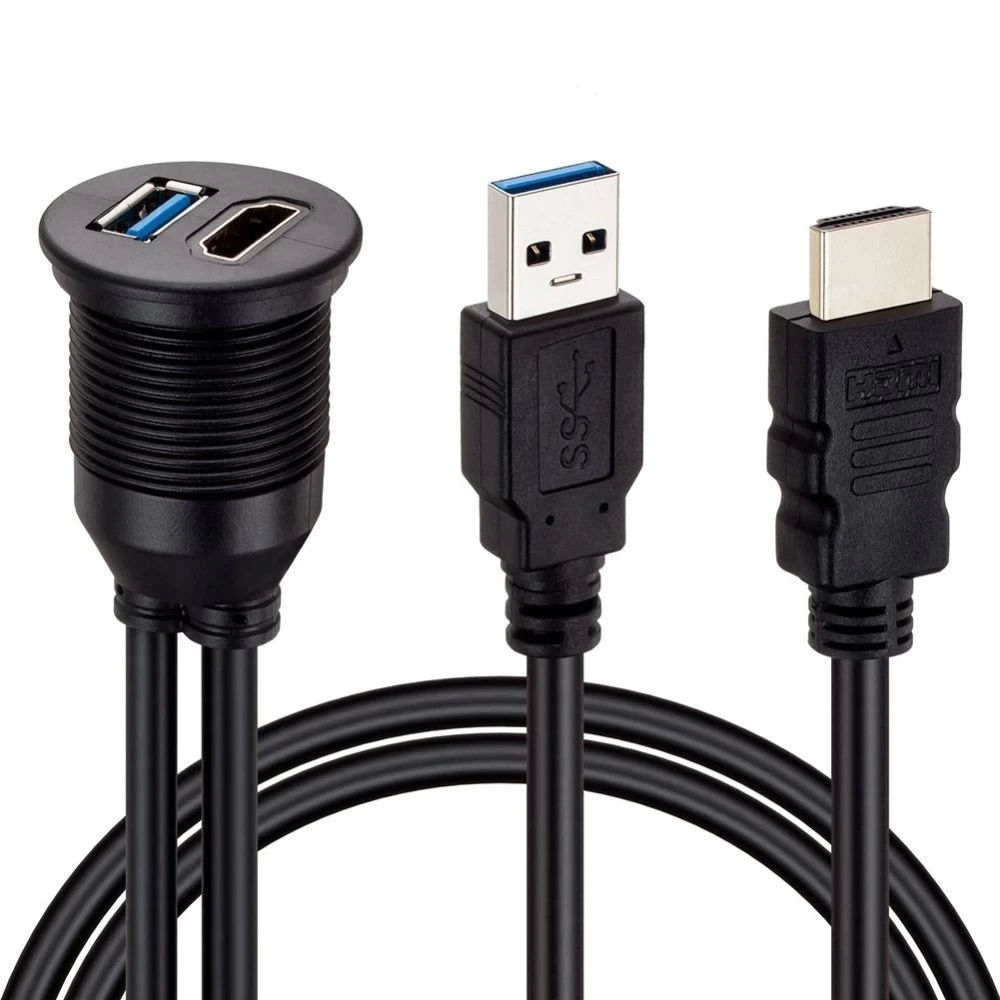 Pm-12428 Araç Kontrol Paneli Usb 3.0 + Hdmı Uzatma Kablosu Gömme Montaj