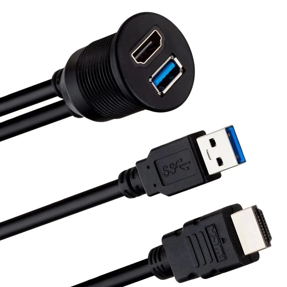 Pm-12428 Araç Kontrol Paneli Usb 3.0 + Hdmı Uzatma Kablosu Gömme Montaj