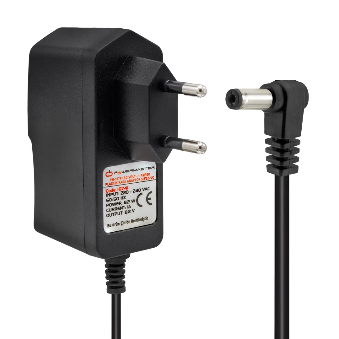 Pm-16741 8.2 Volt - 1 Amper 5.5*2.5 Mm Uçlu Plastik Kasa Adaptör