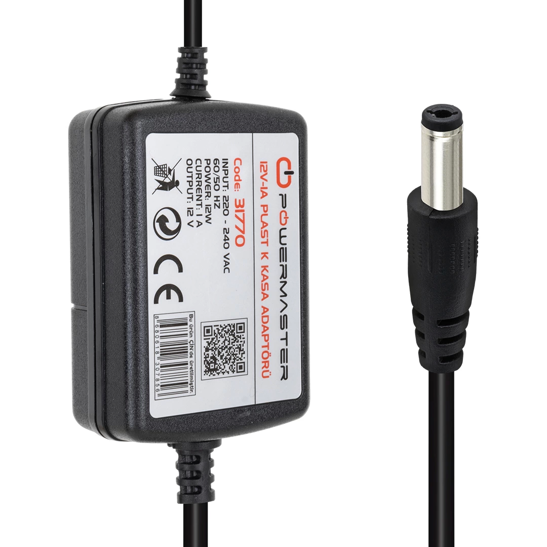 Pm-31770 12 Volt - 1 Amper - 12 Watt 5.5*2.5 Mm Uçlu İki Ucu Kablolu Masaüstü Adaptör