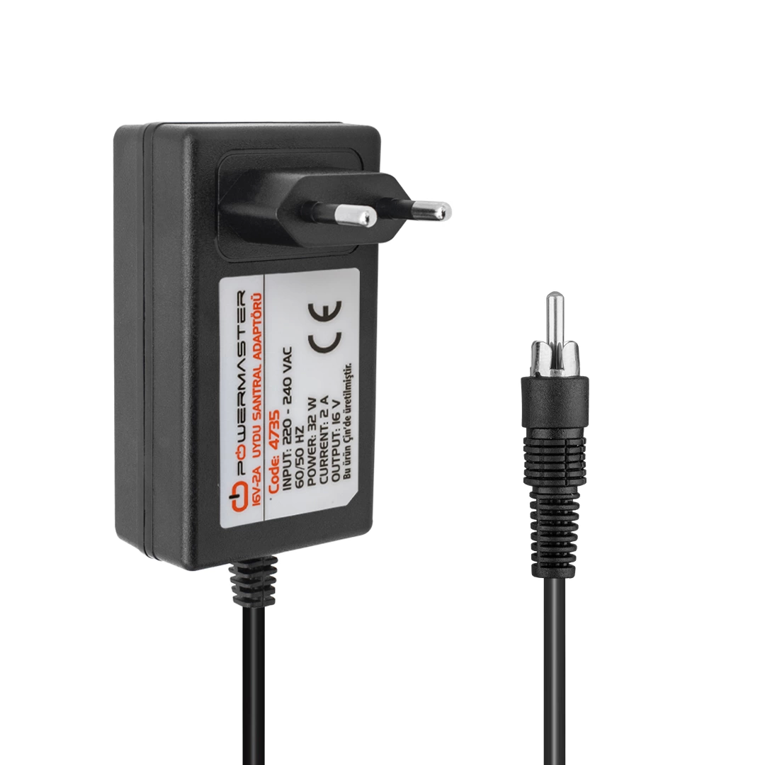 Pm-4735 16 Volt - 2 Amper Tos Fişli Rca Uçlu Priz Tipi Santral Adaptörü