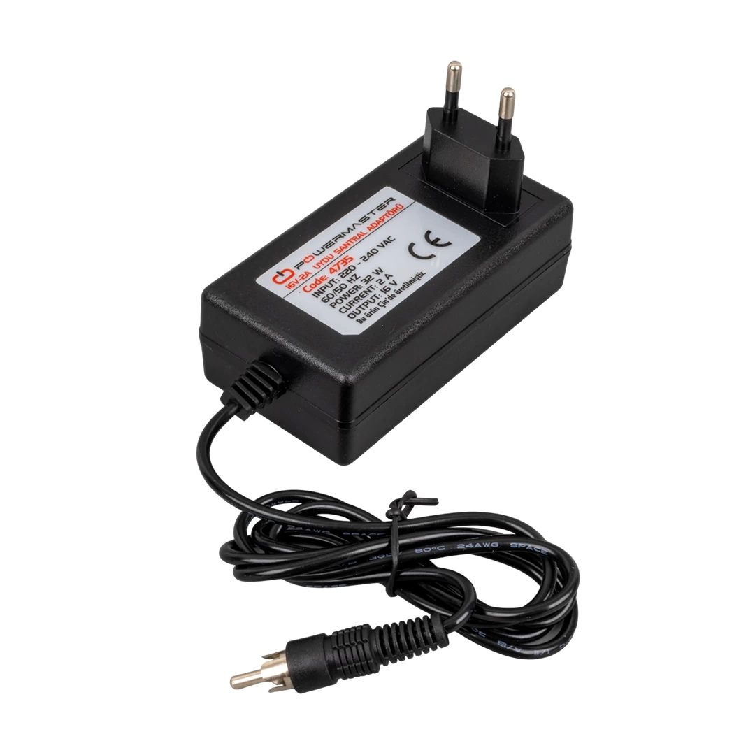 Pm-4735 16 Volt - 2 Amper Tos Fişli Rca Uçlu Priz Tipi Santral Adaptörü