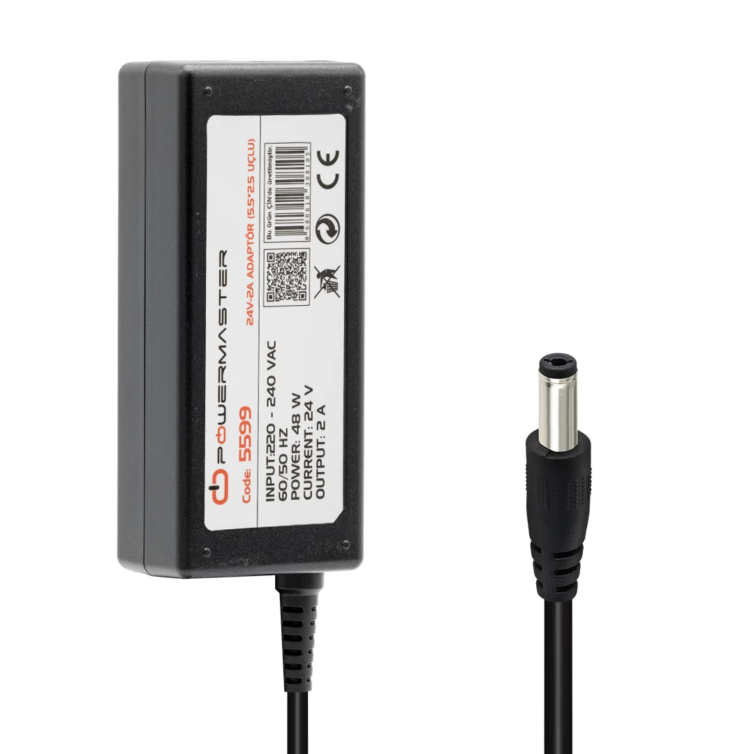 Pm-5599 24 Volt - 2 Amper 5.5*2.5 Mm Uçlu Plastik Kasa Masaüstü Adaptör