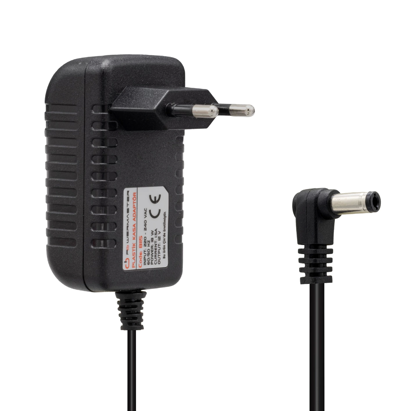 Pm-8115 12 Volt - 1.5 Amper 5.5*2.5 Mm Uçlu Plastik Kasa Priz Tipi Adaptör