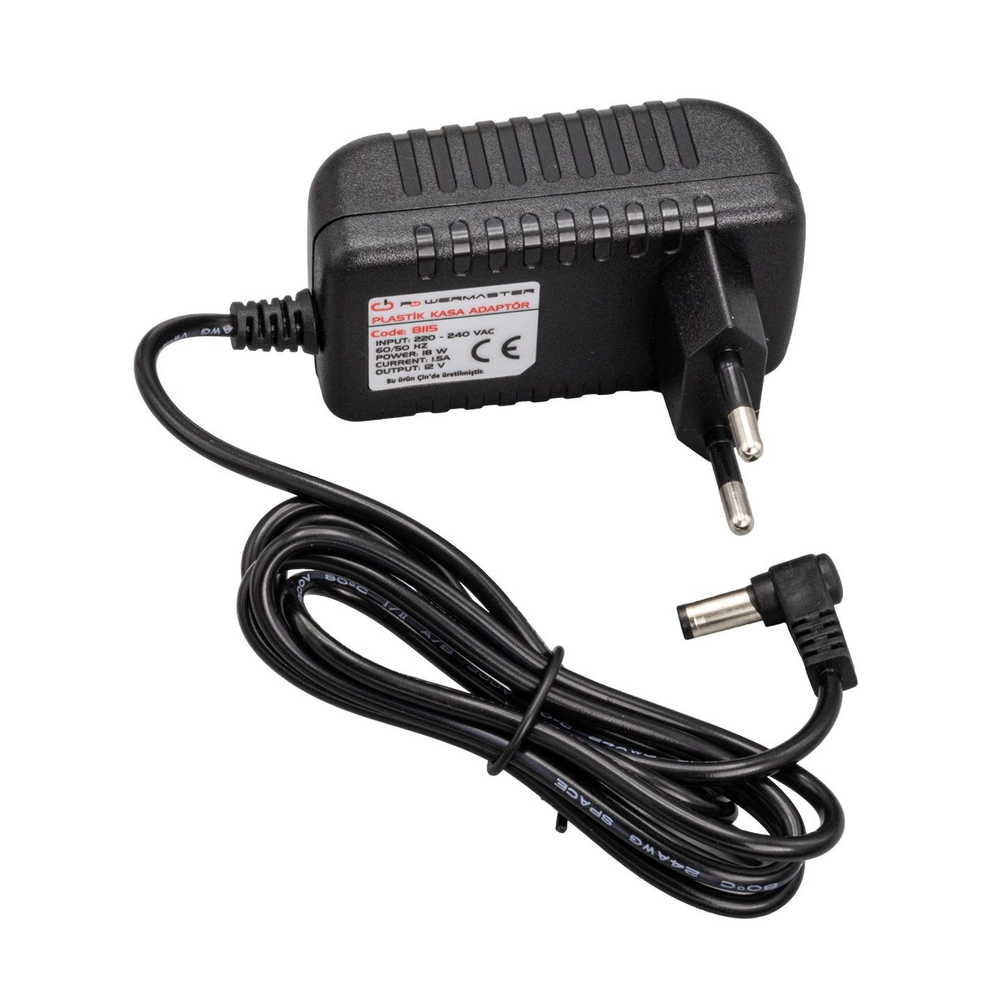 Pm-8115 12 Volt - 1.5 Amper 5.5*2.5 Mm Uçlu Plastik Kasa Priz Tipi Adaptör