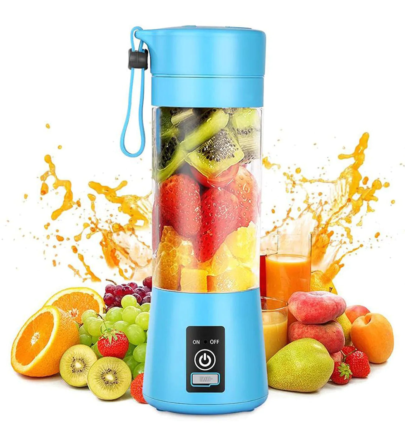 Portatif Taşınabilir El Blender 380 Ml Usb Şarjlı Mavi (4620)