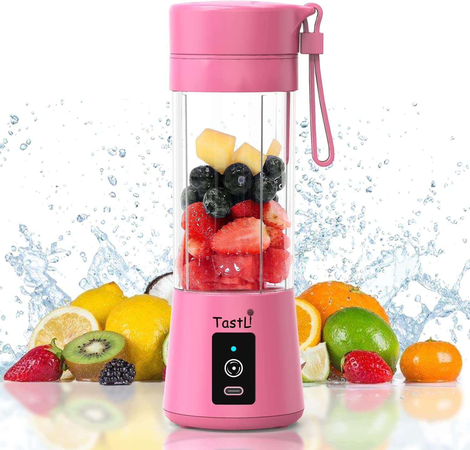 Portatif Taşınabilir El Blender 380 Ml Usb Şarjlı Pembe (4620)