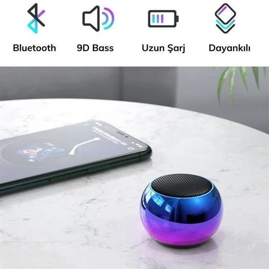 Portatif Taşınabilir Bass Ses Topu Bombası Mini Kablosuz Wireless Bluetooth Hoparlör Speaker