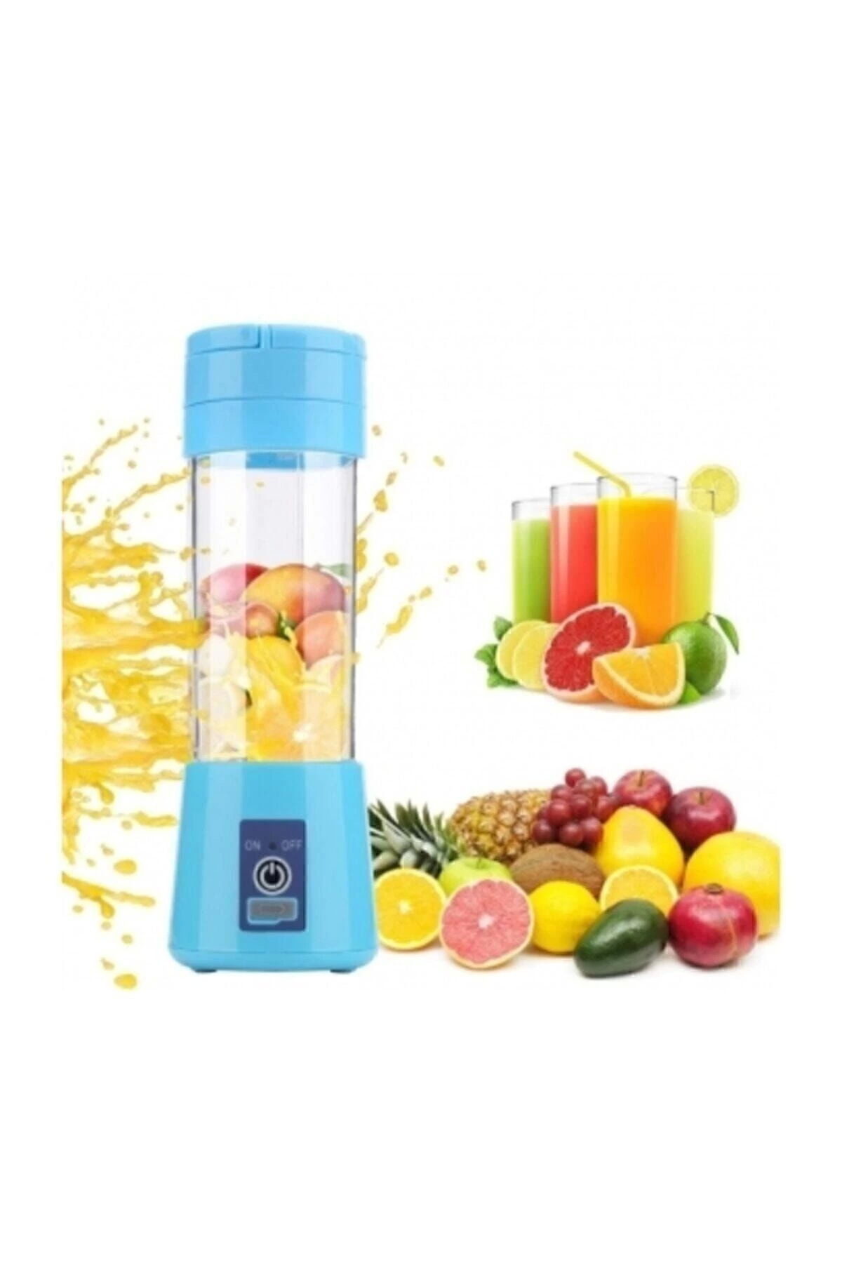 Portatif Taşınabilir380 Ml Usb Şarjlı Mavi El Blender