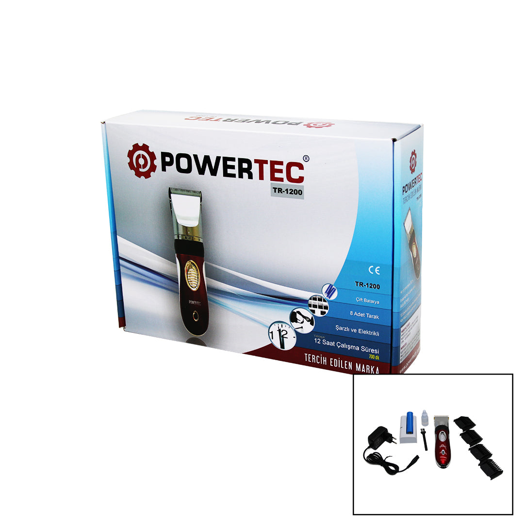 POWERTEC TR-1200 ŞARJLI TRAŞ MAKİNASI YEDEK BATARYALI (4620)