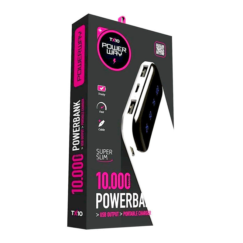 POWERWAY TX-10 10000 MAH ÇİFT USB DİJİTAL EKRAN LEDLİ POWERBANK (4620)