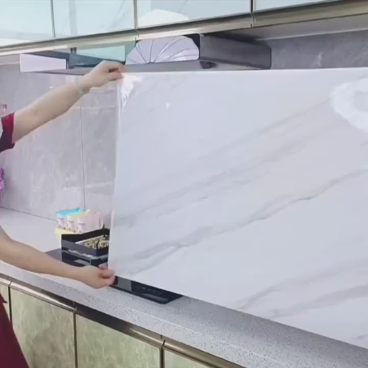 Mermer Desenli Mutfak Duvar Kağıdı Sticker - 5m X 60cm: Su Ve Yağa Dayanıklı, Yüksek Sıcaklık Esnek